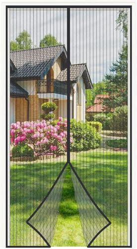 4UMOR Fliegengitter Balkontür 80x210cm stärkere Magnete Fliegengitter Tür Ohne Bohren Insektenschutz Balkontür für Balkontür Wohnzimmer Terrassentür Türvorhang Fliegenvorhang Nicht Kürzbar Schwarz