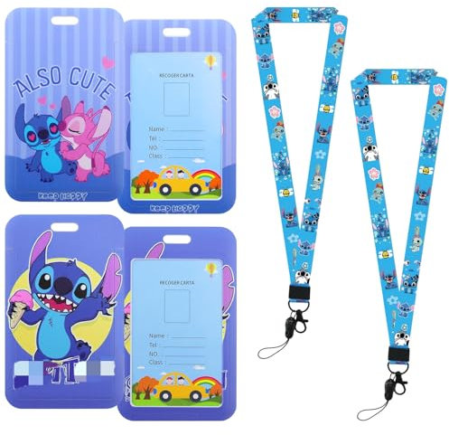 Porte Badge Tour de Cou, 2 Porte Carte Bus Avec Cordon Tour de Cou Porte Carte Enfant Scolaire Porte Badge Infirmiere Protege Carte Dessin Animé Imprimé Adultes Enfants Cordon Porte Carte