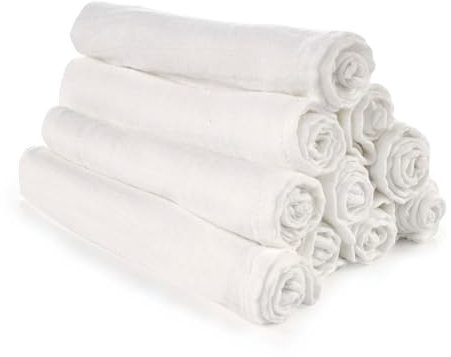 Jané 10er Pack Mehrzweck-Mulltücher, Stillen, natürliches Baumwoll- und Bambusgewebe, Staubmilbenschutz, Ökologisch, 35 x 35 cm, Weiß