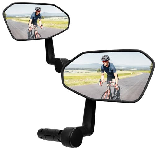 Homieway Fahrradspiegel 2 Stück,Neue Einstellungsfunktionen Fahrrad Rückspiegel mit Kontrollierter Ausfahrrichtung,Echtglas Fahrradlenkerspiegel,Klappbar Fahrrad Spiegel für E-bike Lenker (15-20mm)