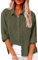 Friptspyg Women's Blouses Shirts 100% Cotton Long Sleeve Botton Down Shirts for Women UK, Army Green L