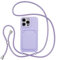 ZTOFERA Crossbody Lanyard Case for iPhone 13 Pro (6.1) with Card Holder, Soft Liquid Silicone Phone Case with Strap Adjustable Neck Cord Necklace Shockproof Protective Cover - Purple