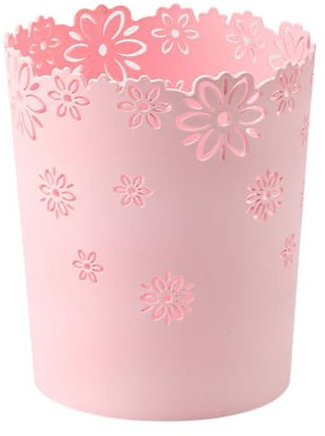BEAHING Poubelle en Plastique, Poubelle à Fleurs Creuses Peut Rond Le bac à déchets en Dentelle de Lacet de Dentelle pour Le Bureau à Domicile L, 25,2x21,5x17cm