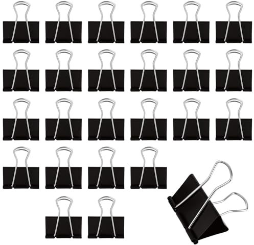 GBACHOOSE 24 Pack Extra Large Binder Clips 60mm, Big Metal Paper Clamps, Black Stationary Foldback Clips for School, Home, Office Supplies