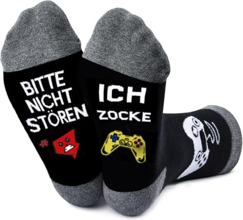 FiveMileBro Lustige Socken, Lustige Geschenke für Männer, 43-46 Anti-Rutsch Baumwolle Socken, für Zocker Teenager Freunde Väter zum Geburtstag