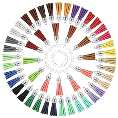 Lot de 50 pompons en cuir synthétique pour la fabrication de porte-clés - 25 couleurs - Pompons en cuir synthétique pour travaux manuels, breloques, boucles d'oreilles, bracelets et fabrication de