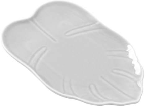 Cabilock Modern Plates White Ceramics Leaf Shaped Dish Snacks Serving Plates Leaf Shaped Dessert Plate