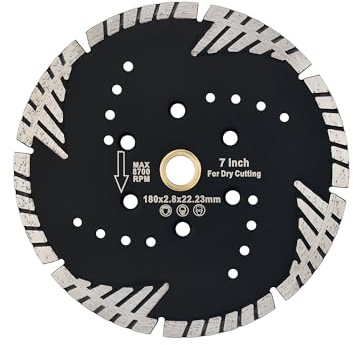 Casaverde Turbo Diamond Cutting Disc 180 x 22,23mm, Diamond Granite Blade for Concrete Reinforced Concrete,Granite,Natural Stone,Rrick,Dry Cutting