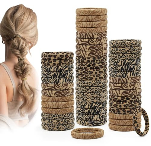 Dreamlover Haargummies, Haargummi Leopardenmuster, Zopfgummis Damen Leo, 50 Stücke