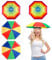 yotutun 4 Stück Regenschirm Hüte, Regenbogen Regenschirmhut Faltbarer Sonnenschirm Hut mit Elastischen Bändern Kopfschirm für Dekoration Kostüm Golf Radfahren Angeln Strand Gartenarbeit