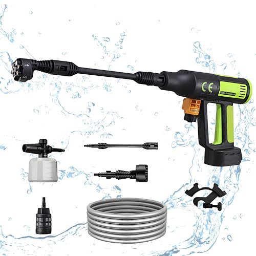 Cordless Pressure Washer Compatible with Makita 18V Battery, 730PSI Portable Pressure Washer with LCD Screen, 4 Modes, Battery Power Washer with 6 in 1 Spray Nozzles, 5m Hose for Car Floor Cleaning