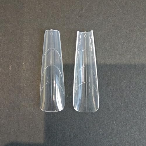 NOVO OVO Tapered Square (Natural not Sculpted) Nail Dual Forms for Poly Gel Extension with Guiding Line Inside, XL XXL Reusable Full Cover Acrylic Nails Molds, For Nail Art Design 150 Pcs 15 sizes