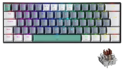 QPSJXN Teclado mecánico RGB Compacto 60 por ciento de ABNT2 Diseño Hot-Swappable NKRO Teclado de Juego con para los entusiastas de Las PC(ABNT2 Brown Switch)