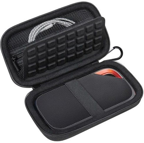 Lacdo Funda Disco Duro Externo para SanDisk Extreme Pro con USB4 Portable SSD 2TB 4TB USB-C External Solid State Drive EVA, Bolsa de Almacenamiento Protectora a Prueba de Golpes, Negro