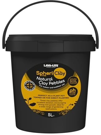 LAVA-LITE SpheriClay LECA Clay Pebbles, 5-8mm, enhance plant root contact and surface area for hydroponic growing. Ideal for orchids, semi-hydro, houseplants, and drainage (5 Litres)