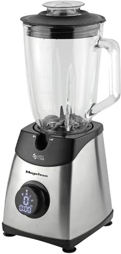 Magefesa Wirbel - Batidora de Vaso, 1800W, Jarra de Cristal de 1.5L, 3 Velocidades, Funcion Turbo, Proteccion contra Sobrecalentamiento, Pantalla LCD