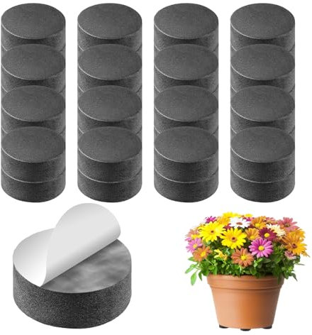 YHTCC 40 Pack Invisible Plant Pot Feet - Black Non-Slip Flower Pot Risers with Strong Self-Adhesive Pads for Medium/Large Garden & Indoor Pots - Durable Planter Feet for Better Drainage