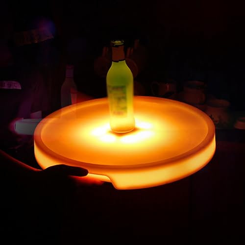Bandeja de vino LED con control remoto, bandeja de mesa de servir con luz multicolor, 4 modos de cambio de color para fiestas