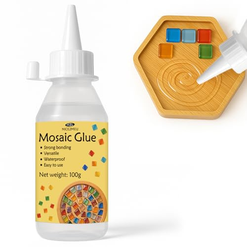 NICE2MEU 100g Mosaic Tile Glue - Clear Waterproof & Non-Toxic Quick Dry - Mosaic Adhesive for Glass/Wood/Plastic/Cement - Ideal for DIY Mosaic Craft Projects