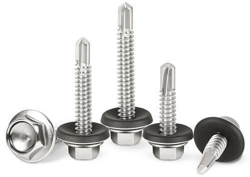 Yakuku Bohrschrauben Spenglerschrauben Edelstahl 65er 4,8 x 55 mm Blechschrauben mit Dichtung Dachschrauben mit EPDM Dichtscheibe Trapezblechschrauben