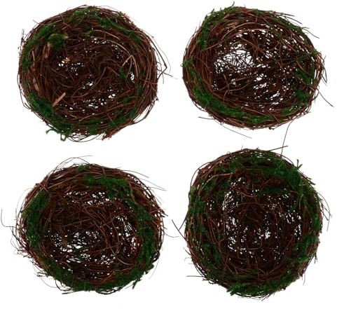 Parliky 5 Stück Handgeflochtene Vogelnester aus Natürlichem Rattan 10cm Kreative Osternester und Foto Requisiten für Dekoration und Aufbewahrung
