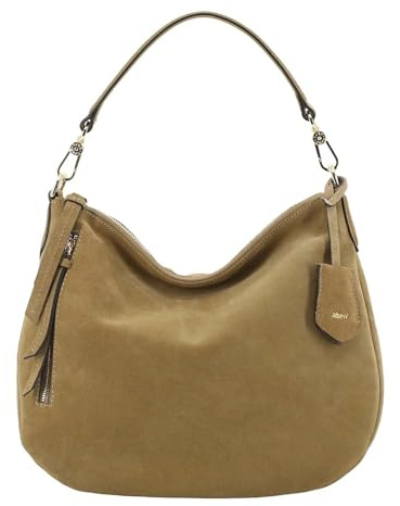 Abro Leder Schultertasche Umhängetasche Leather Suede Hobo Juna Bag Mud khaki
