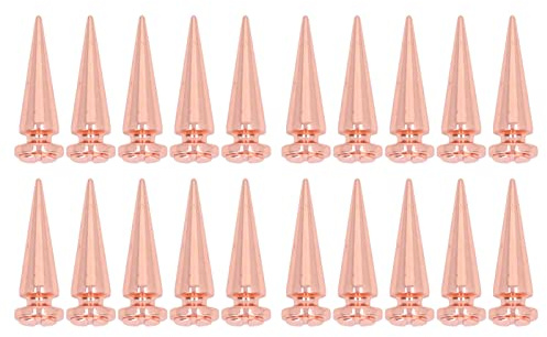 Spike-Nieten-Kleidungsdekorationsset, 20-teilig, kegelförmige Nieten in Roségold, zum Basteln von Ledertaschen, Handyhüllen, Premium-Kupfer-Eisen-Material, langlebig und langlebig