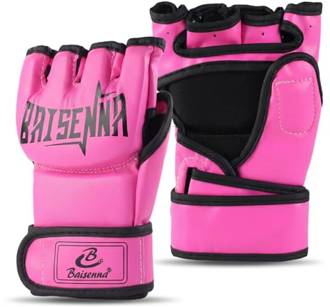Guantes de Boxeo para Adulto, Cuero Saco para MMA Fight Training, Rosa