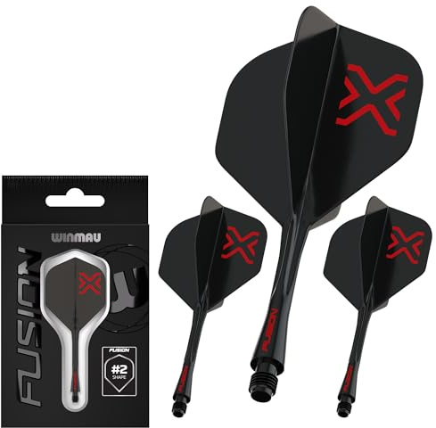WINMAU Darts Fusion Integrated Flight & Shaft System - No.2 Shape und Design - Verfügbar in Kurz, Intermediate & Medium erhältlich