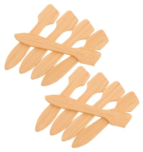 Luxshiny 10pcs Mini Bamboo Cosmetic Spatula Set for Skincare and Cream Mixing, Portable Wooden Facial Mask Spoon with Gentle Touch and Elegant Design for Beauty Application