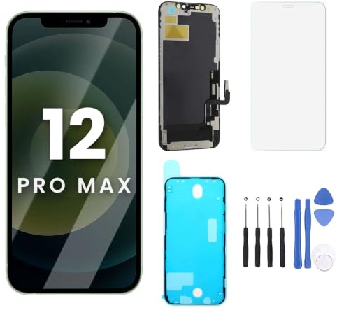 FoxyTech Kit Réparation Écran pour iPhone 12 Pro Max LCD - Vitre Tactile Assemblée Incell FHD - Kit Outils + Joint Adhésif + Verre Trempé Inclus - Modèles A2342 A2410 A2412 - Vendeur Français