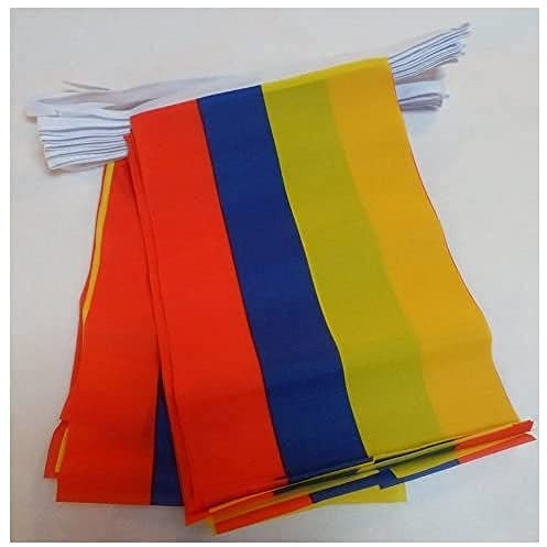 AZ FLAG Guirnalda 4 Metros 20 Banderas de Colombia 15x10cm - Bandera Colombiana 10 x 15 cm - BANDERINES