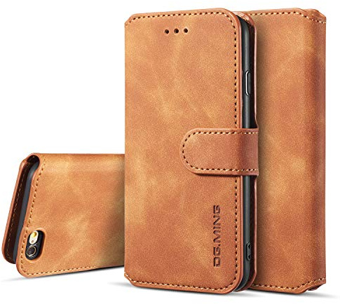 UEEBAI Case for iPhone 6 6S, Luxury PU Leather Case Vintage Wallet Flip Cover TPU Inner Shell [Card Slots] [Magnetic Closure] Stand Function Folio Shockproof Full Protection for iPhone 6/6S - Brown