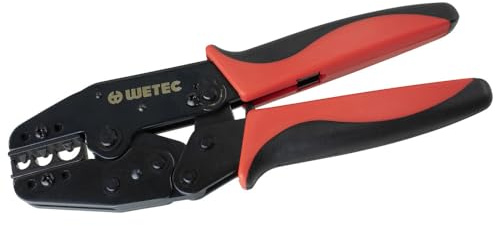 WETEC Presszange, für Quetschkabelschuhe, 10/16/25 mm² (Ratschen-Crimpzange Crimpzange) Pressform: Dornpressung, einstellbare Sperrvorrichtung