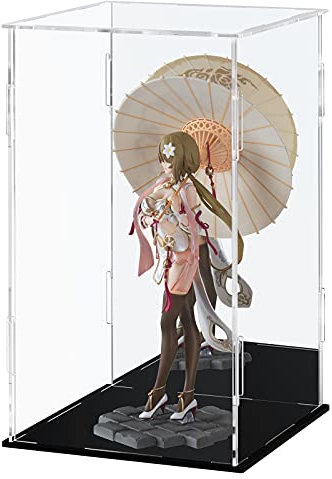 CECOLIC Boîte de présentation Acrylique Cube d'affichage de comptoir en Acrylique Transparent pour Figurines de Collection - Noir, 15x15x25cm (5.9x5.9x9.8in)