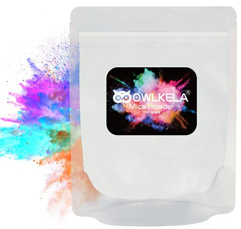 100 g Glitzer-Mica-Pulver – Pigment-Kosmetik-Epoxidharz-Farbstoff für Seife, Kerzenherstellung, Epoxidharz-Kunst, Acryl-Nagelfarbe, Badekugeln, Lipgloss, 10 Farben erhältlich – Perlweiß ite