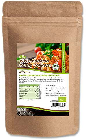 Mynatura Bio Vollkorn Penne I Weizennudeln I Nudeln aus Hartweizengrieß I Bio-Pasta I Vollkornpenne I Im Beutel (2x 1000g)