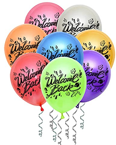 FACHY 21 Stück Willkommen Zurück Dekoration 20 Stück Welcome Back Tropische Luftballons für Schulanfang, Wiedervereinigung Armee-Thema Einsatz Rückkehr Hause Familie Partei Dekoration