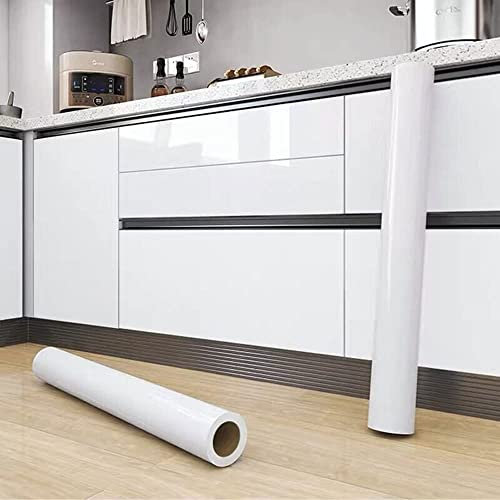Shiny White Peel and Stick Wallpaper - Removable 45X500cm Contact Paper Vinyl Film for Kitchen Countertops Cabinets - Waterproof Furniture Sticker