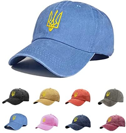 Giavuwn Bestickte Ukrainische Retro Vintage Gewaschene Baumwolle Denim Caps