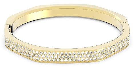 Swarovski Dextera bangle, Octagon, Pavé, White, Gold-tone plated