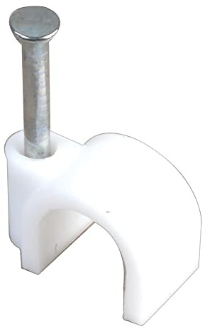 PRO POWER 10mm Round Cable Clips – White, Pack of 100 | Polypropylene Cable Fasteners with Zinc-Plated Nails | For Wood, Masonry & Board – PP2841