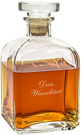 Edle Whiskykaraffe mit Gravur | Wunschtext | Personalisierte Whiskeykaraffe | 700ml | Spülmaschinenfeste Gravur | Schnapsdekanter für Vodka Wein Gin Rum Bourbon Grappa | Geschenke für Männer
