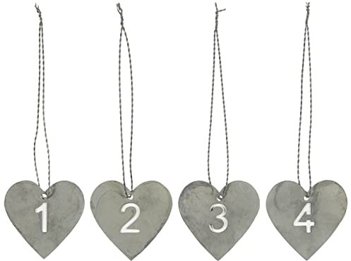 IB Laursen Anhänger 1-4 Herz mit Drahtaufhänger Metall Advent, 0,1x4x4cm