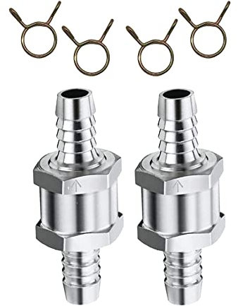 HISports Aluminium Kraftstoff Rückschlagventil für Auto Vergaser Niederdrucksystem 10 mm Aluminium Ventil Rückschlagventil mit 12mm Federklammer