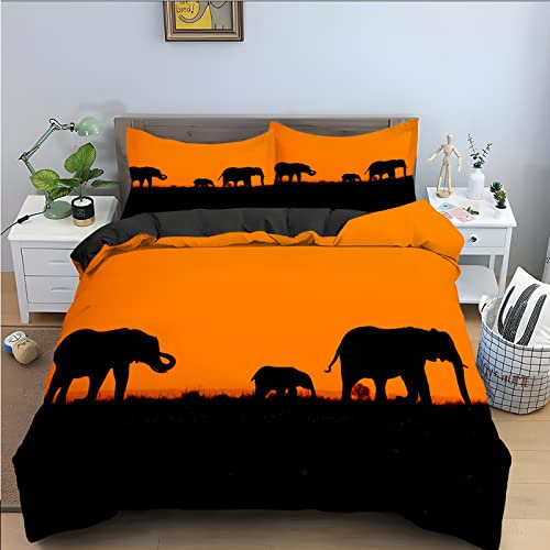 NDXRWDZR Bettwäsche 155x220 Roter Elefant Bettwäsche-Set mit Reißverschluss Schließung Bettbezug für Kinder Jungs Weicher Atmungsaktive Mikrofaser Bettwäsche + 2 Kopfkissenbezug 80x80 cm