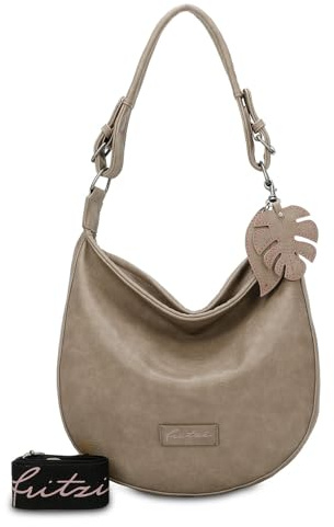 Fritzi Eco Hobo Bag Recyceltes Material Damen Schultertasche Recycling Lederimitat Büro Reisen mit Reißverschluss verstellbarem Gurt 31 x 33 x 10 cm – Grün, Hellblau, Braun, Blau, Anthrazit, Schwarz