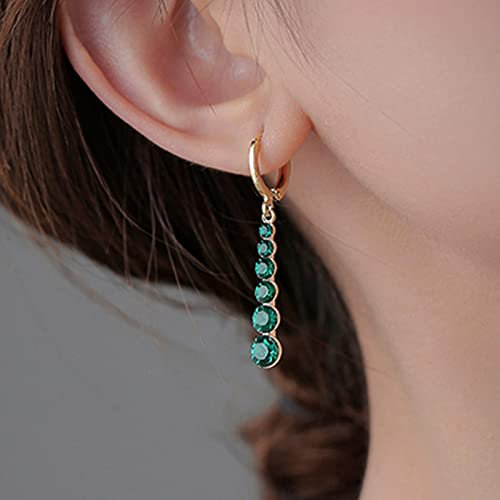 Inateannal Boho Esmeralda Pendientes De Cristal Esmeralda Rhinestone Gota Pendientes Verde Piedra Preciosa Pendientes Brillantes Cristal Cz Verde Abalorio Pendientes Joyas Para Mujeres Y Niñas(oro)