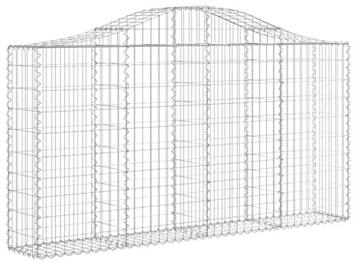 vidaXL Gabione mit Hochbogen 11 STK., Steinkorb Drahtkorb Dekorativ, Gabionenkörbe Verstärkte Gabionenhaken, Gabionenwand Gabionen Zaun Garten, Verzinktes Eisen