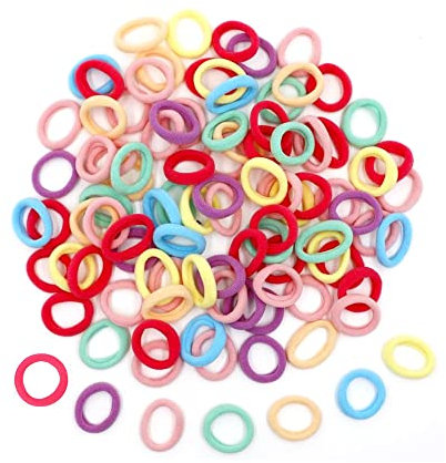 100 Pcs Baby Small Hair Bands, Multicolor Elastic Soft Toddler Hair Bobbles, Toddler Hair Accessories Mini Hair Ties for Baby Girls Kids Toddlers
